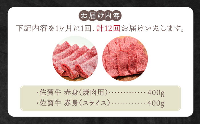 【全12回定期便】佐賀牛 赤身セット（800g）【田中畜産牛肉店】 [HBH023]