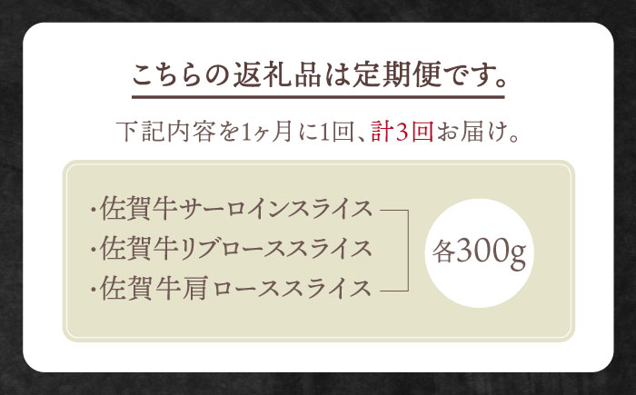 【全3回定期便】佐賀牛 霜降り スライス盛り合わせ（900g）【田中畜産牛肉店】 [HBH028] 牛肉