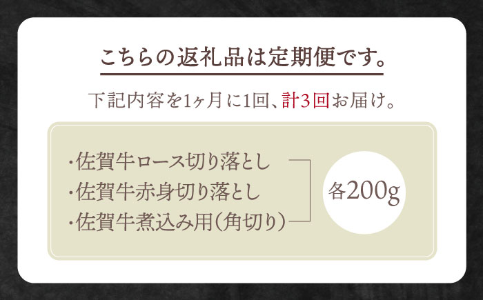 【全3回定期便】おふたりさま向け 佐賀牛 普段使いセットA【田中畜産牛肉店】 [HBH033] 牛肉