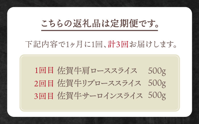 【全3回定期便】佐賀牛 月替わり 霜降りスライス定期【田中畜産牛肉店】 [HBH072] 牛肉