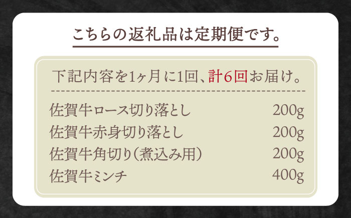 【全6回定期便】おふたりさま向け 佐賀牛 普段使いセットB【田中畜産牛肉店】 [HBH112] 牛肉
