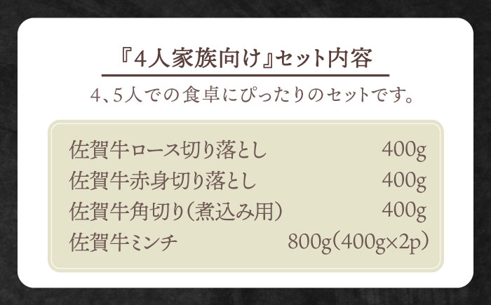 【毎日のお料理に】4人家族向け 佐賀牛 普段使いセットB【田中畜産牛肉店】 [HBH114] 牛肉