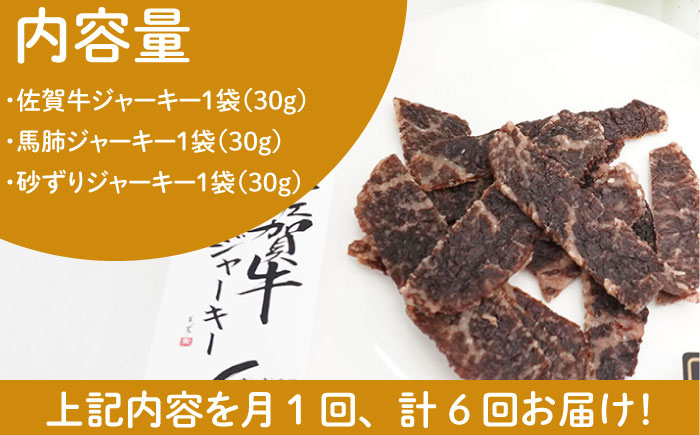 【管理栄養士お手製】＜全6回定期便＞ジャーキーセット（佐賀牛,馬肺,砂ずり）【がばいフーズ】 [HCS009] 牛肉