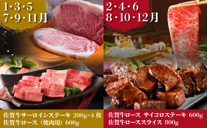 【全12回定期便】佐賀牛ロース尽くし定期便【肉の三栄】 [HAA071]