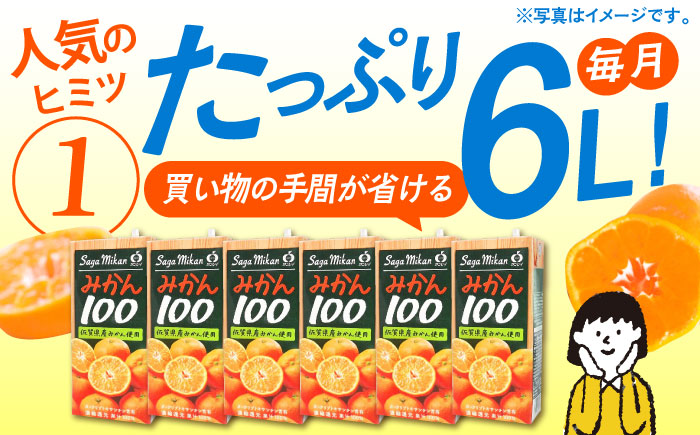＜全12回定期便＞ 【佐賀県産温州みかん使用】さがみかん100　総計72本（1L×6本）【JAさが 杵島支所】みかん 果汁100% 濃縮還元 [HAM042]