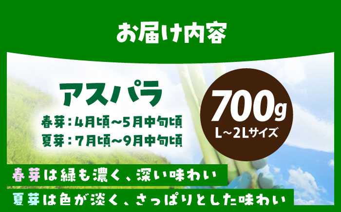 【3~8月発送】 アスパラ 700g（L～2Lサイズ）　【えぐちファーム】 [HDE001]