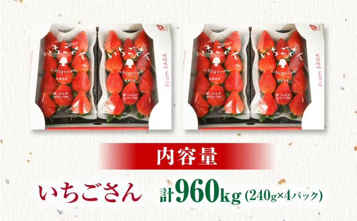 【1月～3月発送】いちごさん 240g×4パック 【JAさが 杵島支所】佐賀 [HAM087]