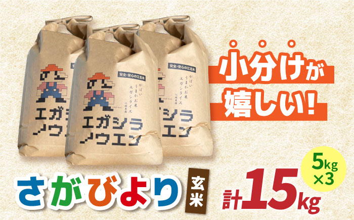 【先行予約】令和6年産 がばいうまかエガシライス（さがびより）玄米15kg（5kg×3袋）【江頭農園】 [HAU001]