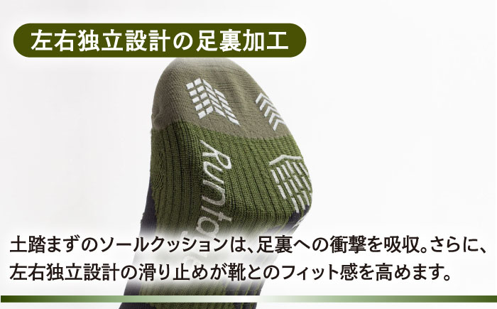 【25-27cm】Runtage 着圧ゴルフソックス アスリートラウンドPRO 先丸タイプ＜カーキ＞【イイダ靴下株式会社】 [HBB005]靴下 ソックス