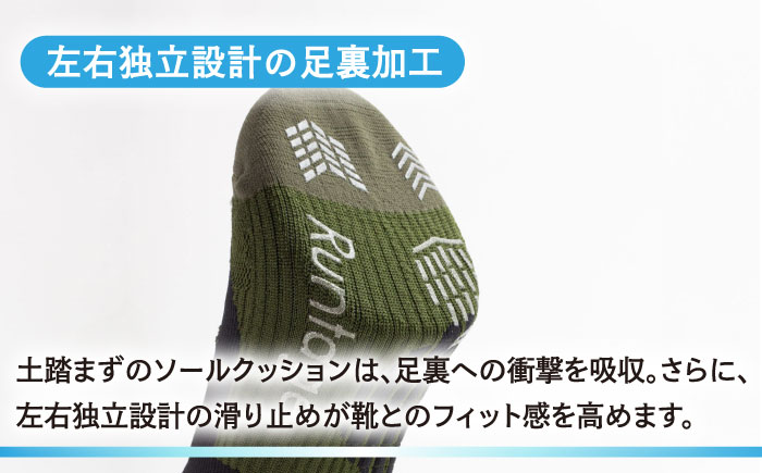 【25-27cm】Runtage 着圧ゴルフソックス アスリートラウンドPRO 先丸タイプ＜ライトグレー＞【イイダ靴下株式会社】 [HBB007]靴下 ソックス