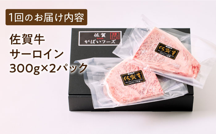 ＜全12回定期便＞佐賀牛 サーロインステーキ 計600g（300g×2パック）【がばいフーズ】A5ランク 佐賀牛 肉 牛肉 [HCS058]