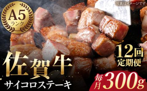 【全12回定期便】佐賀牛 サイコロステーキ（約300g）【肉の三栄】 [HAA053] 牛肉