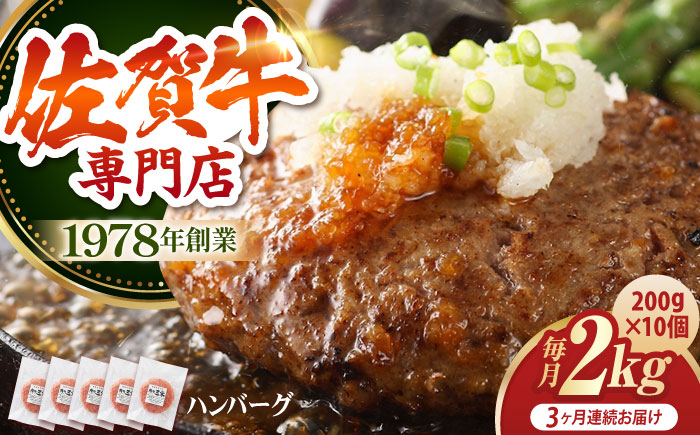 【全3回定期便】佐賀牛 おっきい ハンバーグ（10個）【肉の三栄】 [HAA037]