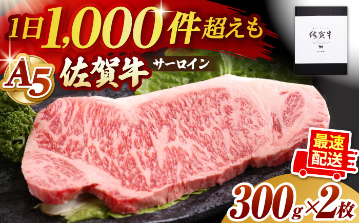 【最速配送】佐賀牛 A5 サーロイン ステーキ 600g（300g×2枚）【山下牛舎】 [HAD027]