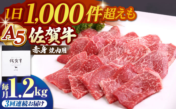 【全3回定期便】佐賀牛 赤身（モモ）400g（焼肉用）【山下牛舎】 [HAD095]