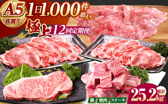 【全12回定期便】佐賀牛 極上定期【山下牛舎】 [HAD114] 牛肉