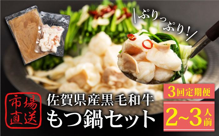 【全3回定期便】佐賀県産黒毛和牛 もつ鍋セット 2～3人前【山下牛舎】 [HAD140] 牛肉