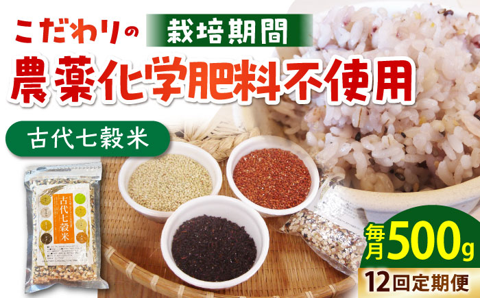 【全12回定期便】古代七穀米（500g）【だいちの家】 [HAG014]雑穀