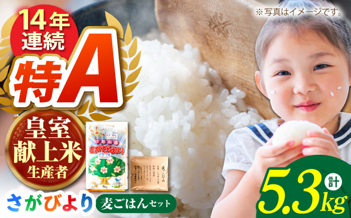 【先行予約】令和6年産 さがびより（精米）5kg・大麦（精麦丸麦）300gのセット【かづやの農園】 [HAP015] 麦