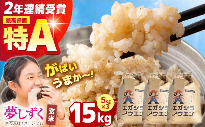 【先行予約】令和6年産 がばいうまかエガシライス（夢しずく）玄米 15kg（5kg×3袋）【江頭農園】 [HAU004]