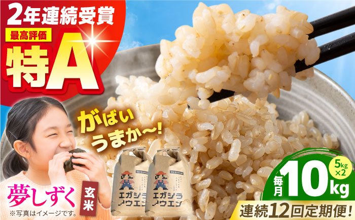 【全12回定期便】がばいうまか エガシライス（夢しずく）玄米 10kg（5kg×2袋）【江頭農園】 [HAU011]
