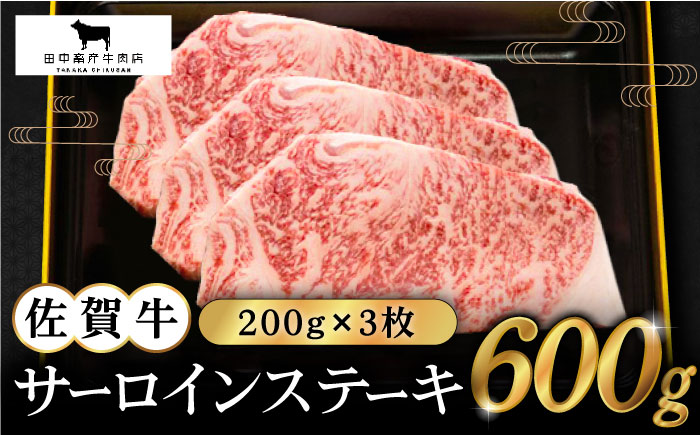 【2度の農林水産大臣賞】佐賀牛 サーロイン ステーキ 200g×3枚【田中畜産牛肉店】 [HBH009]