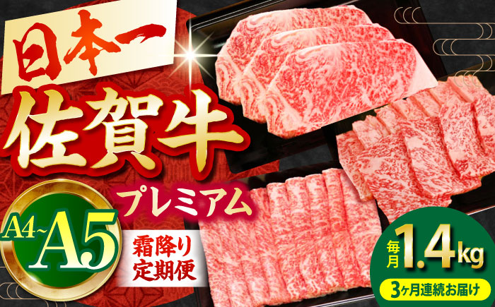 【全3回定期便】佐賀牛 プレミアム霜降り定期【田中畜産牛肉店】 [HBH025] 牛肉