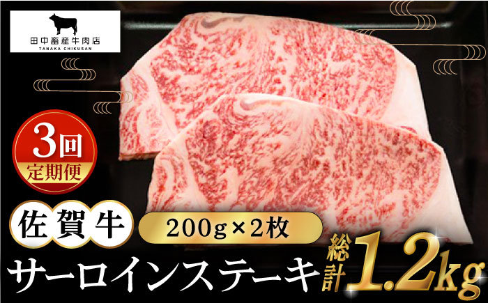 【全3回定期便】佐賀牛 サーロインステーキ 200g×2枚【田中畜産牛肉店】 [HBH057]