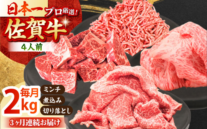 【全3回定期便】4人家族向け 佐賀牛 普段使いセットB【田中畜産牛肉店】 [HBH115] 牛肉