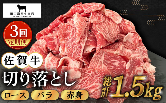 【全3回定期便】佐賀牛 切り落とし 500g【田中畜産牛肉店】 [HBH130]