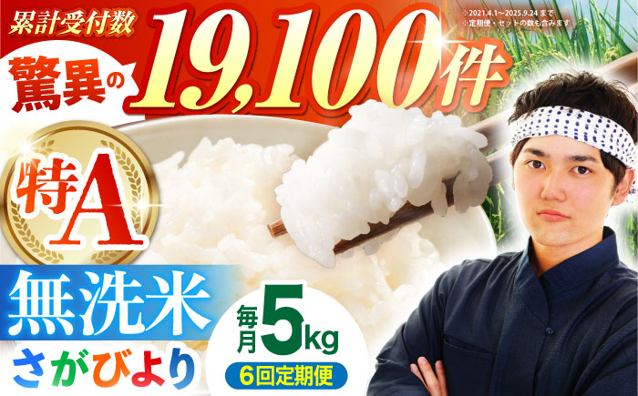 【全6回定期便】さがびより 無洗米 5kg 特A米 特A評価 [HBL026]