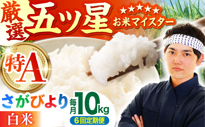 【全6回定期便】さがびより 白米 10kg（5kg×2袋） 特A米 特A評価 [HBL042]