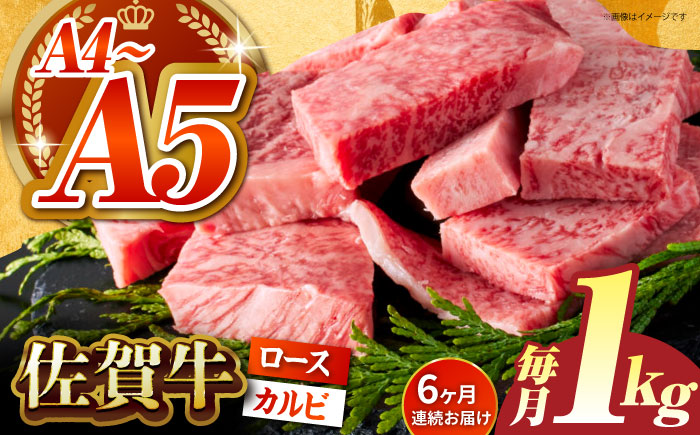 ＜全6回定期便＞佐賀牛 はしっこちゃん  計1kg（ロース カルビ）【がばいフーズ】佐賀牛 A5 A4 焼肉 カレー [HCS045]
