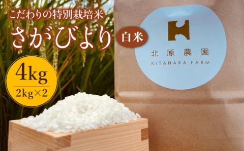 [こだわりの特別栽培米]令和5年産 新米 白米 さがびより 4kg[北原農園] 