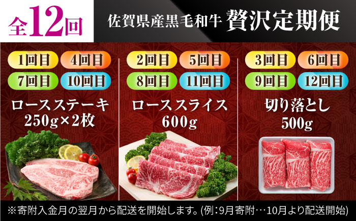 【肉のプロが厳選！】【12回定期便】佐賀県産和牛 贅沢 定期便【株式会社いろは精肉店】佐賀産和牛 牛肉 [IAG070]