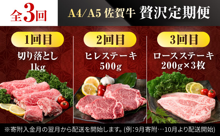 【肉のプロが厳選！】【3回定期便】佐賀牛 贅沢 定期便【株式会社いろは精肉店】牛肉 [IAG074]