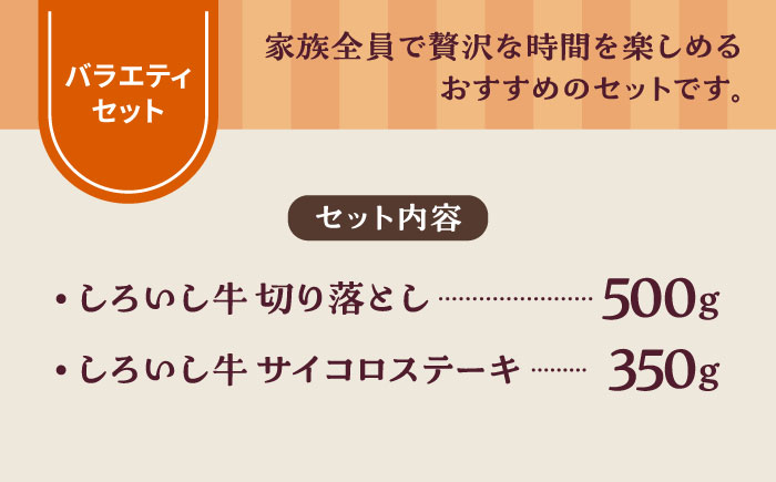 【牧場直送】しろいし牛 食卓にうれしいバラエティ セット（切り落とし 500g＆サイコロステーキ 350g）【有限会社佐賀セントラル牧場】牛肉 [IAH195]