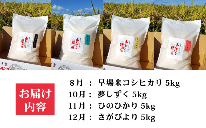 【令和7年8月以降発送】【全4回】新米4種 食べ比べ 特別栽培米 定期便 各回5kg 山口さんちの贈り物【y'scompany】米 お米 佐賀県産 [IAS012]