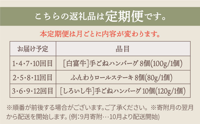 【牧場直送】【12回定期便】家族に優しい！ハンバーグ＆ロールステーキ 【有限会社佐賀セントラル牧場】牛肉 [IAH050]