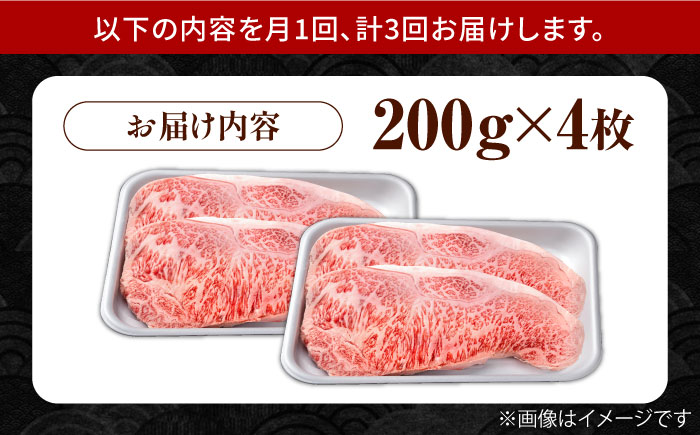 【3回定期便】佐賀県産 黒毛和牛 贅沢 サーロイン ステーキ 200g×4枚（計800g）【株式会社いろは精肉店】佐賀産和牛 牛肉 [IAG102]
