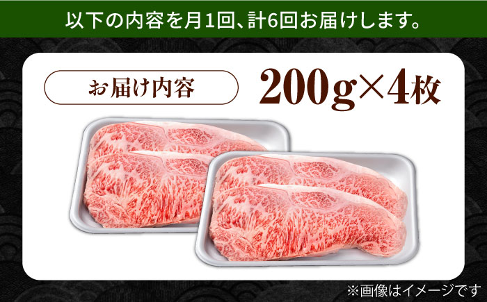 【6回定期便】佐賀県産 黒毛和牛 贅沢 サーロイン ステーキ 200g×4枚（計800g）【株式会社いろは精肉店】佐賀産和牛 牛肉 [IAG103]