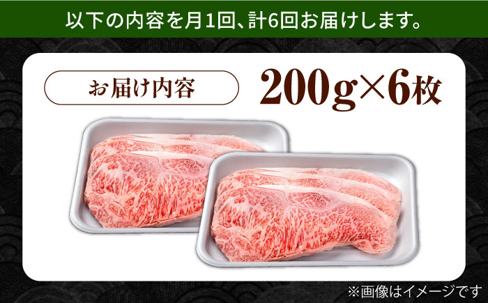 【6回定期便】佐賀県産 黒毛和牛 贅沢 サーロイン ステーキ 200g×6枚（計1.2kg）【株式会社いろは精肉店】佐賀産和牛 牛肉 [IAG106]