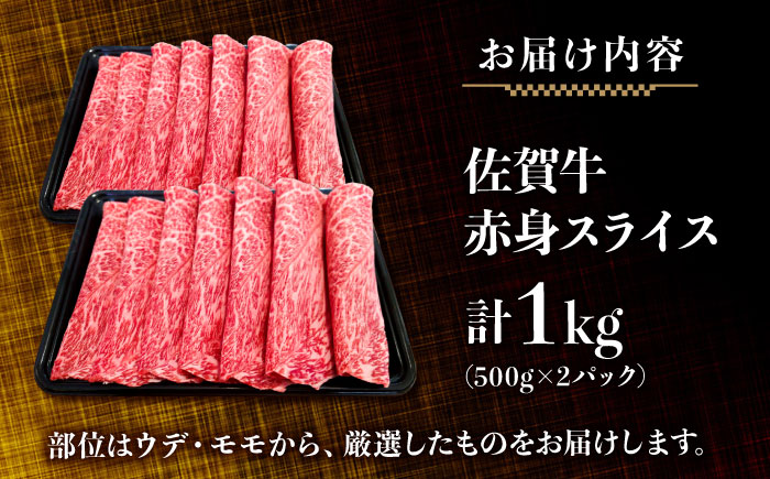 佐賀牛　赤身スライス　1kg(500g×2)　【川崎畜産】 [IAX072]