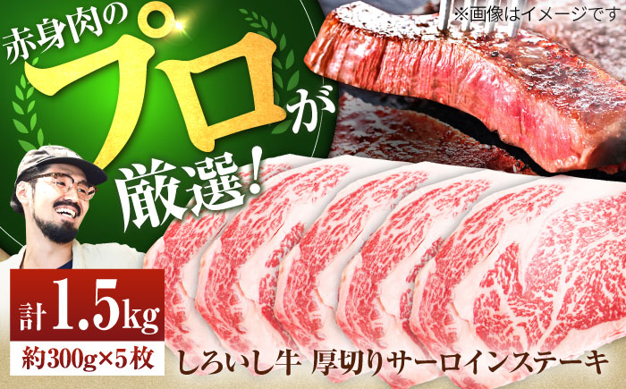 【牧場直送】佐賀県産しろいし牛 厚切りステーキ（サーロイン） 計1.5kg（約300g×5枚）【有限会社佐賀セントラル牧場】牛肉 [IAH040]