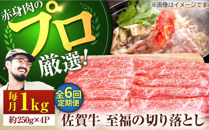 【牧場直送】【6回定期便】佐賀牛 至福の切り落とし 1000g（250g×4パック）【有限会社佐賀セントラル牧場】牛肉 [IAH095]