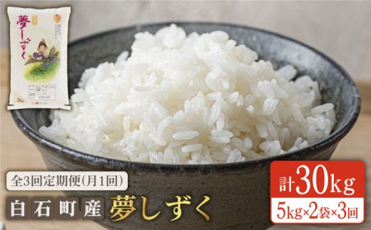 【3回定期便】白石産夢しずく 各回10kg（5kg×2袋）【佐賀県農業協同組合】白米 [IAK008]