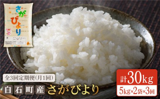 【12年連続特A受賞】【3回定期便】白石産さがびより 各回10kg（5kg×2袋）【佐賀県農業協同組合】白米 [IAK009]