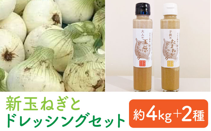【先行予約】【農家直送！】 新玉ねぎ 約4kg と ドレッシング 2本セット 【玉葱農家 陣内ちひろ】玉葱 玉ねぎ タマネギ 新玉葱 [IAO016]