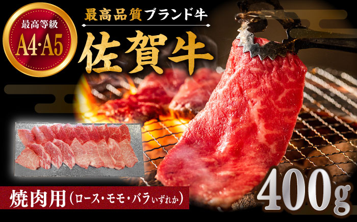 佐賀牛 焼肉用 400g 厳選部位 ロース・モモ・バラからいずれか【川崎畜産】牛肉 [IAX033]