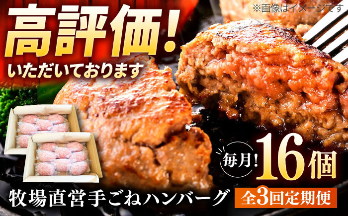 【3回定期便】牧場直営店の手作りハンバーグ（140g×16個）【川崎畜産】お肉 [IAX060]
